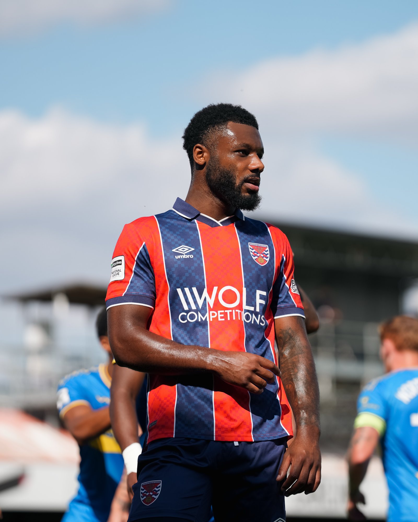Sam Graham on the pitch in his Dagenham and Redbridge football kit